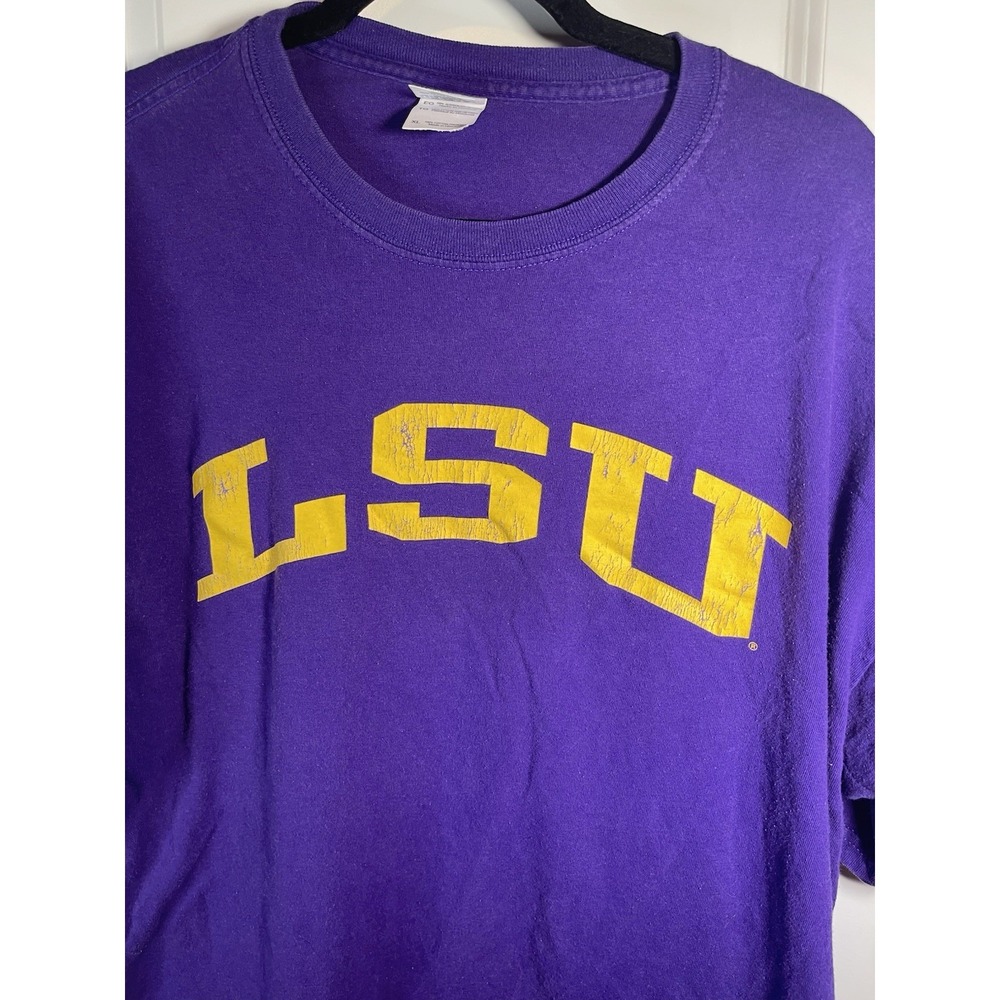 Vintage LSU Shirt XL Gildan Purple 100% Cotton - Picture 3 of 6